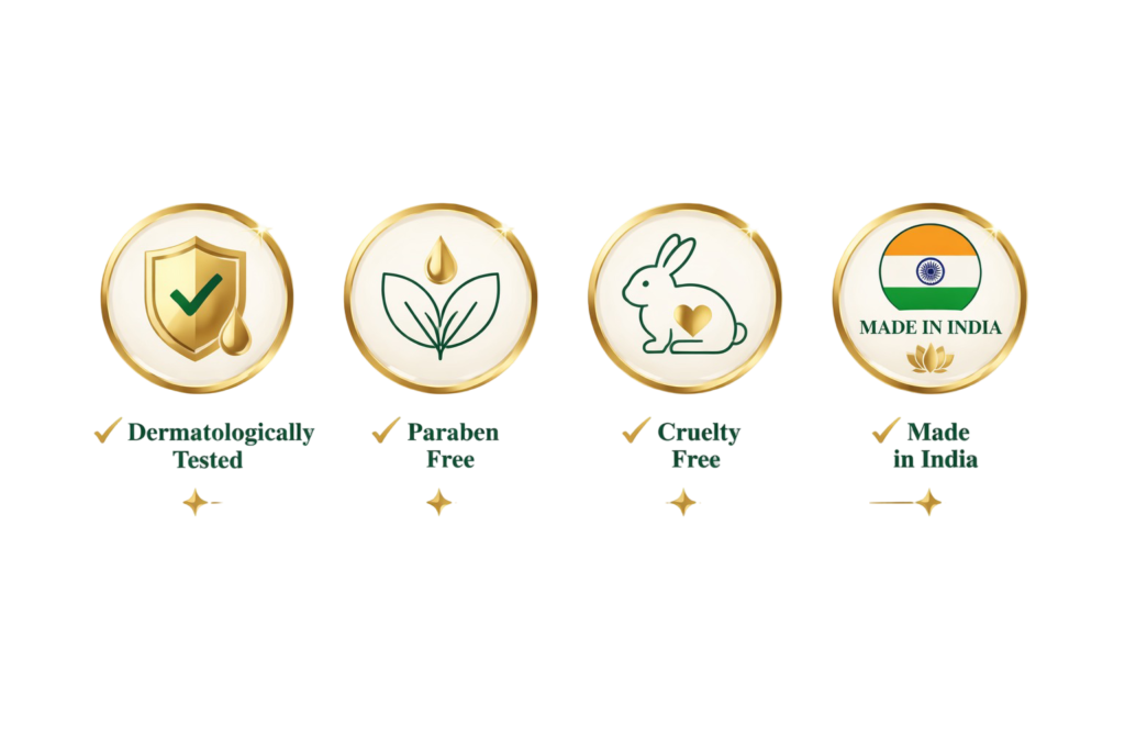 icon for ✔ Dermatologically Tested ✔ Paraben Free ✔ Cruelty Free ✔ Made in India